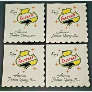 Vintage 1950's Very RARE Falstaff Brewing Co. Bar 4.75" Napkins Lot of 4 NOS